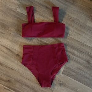 Burgundy high waisted bikini